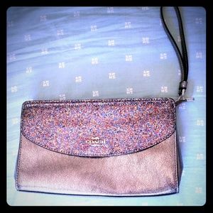 RARE Coach Silvet Glitter slim envelope clutch